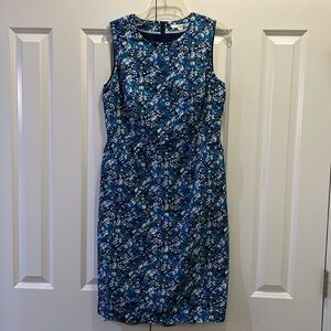 Boden Blue Floral Sheath Dress - 10L